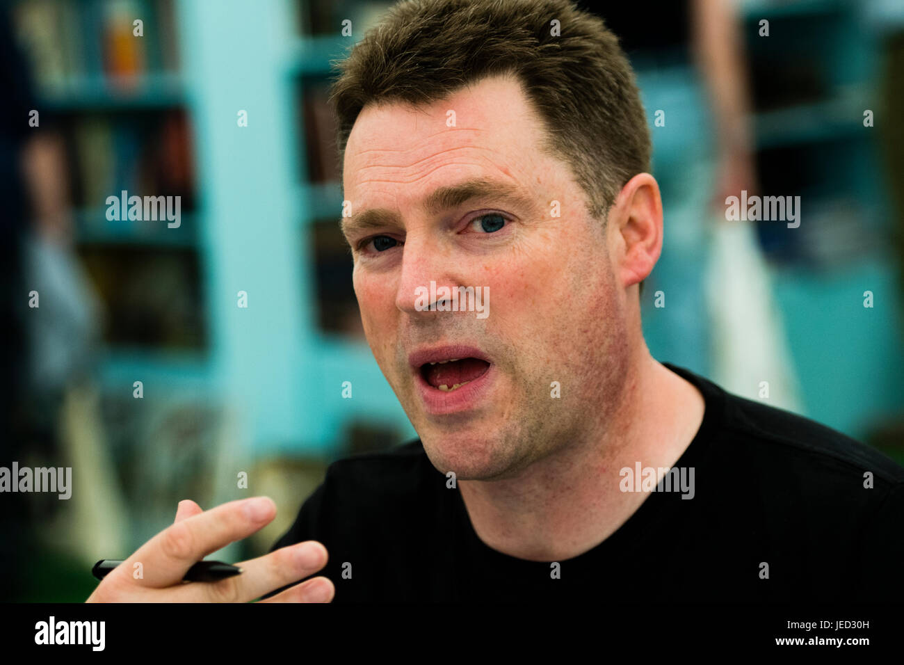 Markieren Sie Maslin, Autor von "Die Wiege der Menschheit", bei der 2017 Hay Festival of Literature and the Arts, Hay on Wye, Wales UK Stockfoto