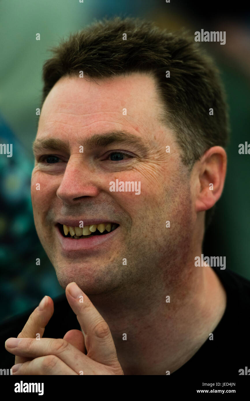 Markieren Sie Maslin, Autor von "Die Wiege der Menschheit", bei der 2017 Hay Festival of Literature and the Arts, Hay on Wye, Wales UK Stockfoto