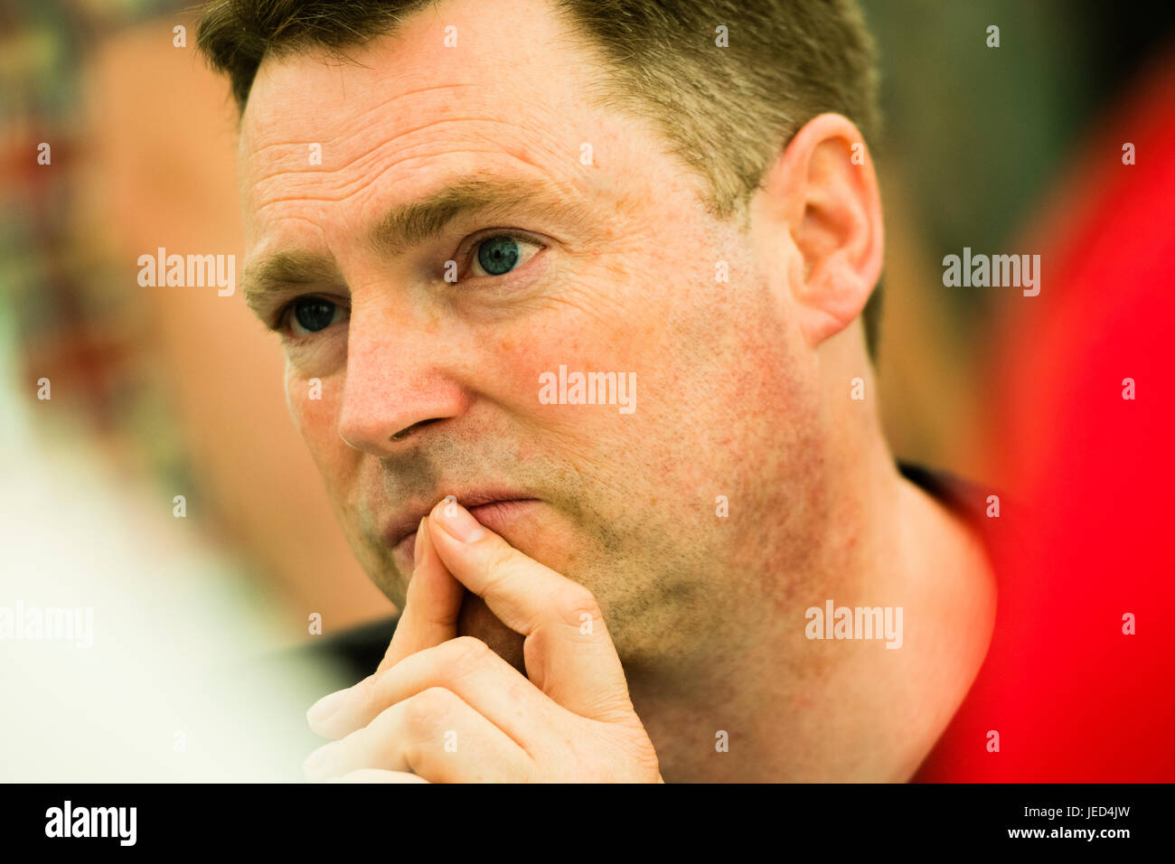 Markieren Sie Maslin, Autor von "Die Wiege der Menschheit", bei der 2017 Hay Festival of Literature and the Arts, Hay on Wye, Wales UK Stockfoto