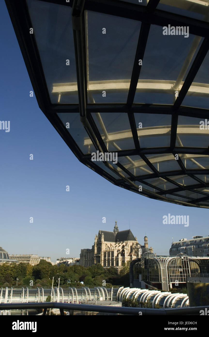 Frankreich, Paris, Forum des Klangs, Dach, Detail, Kirche Saint-Eustache zu projizieren, Stockfoto