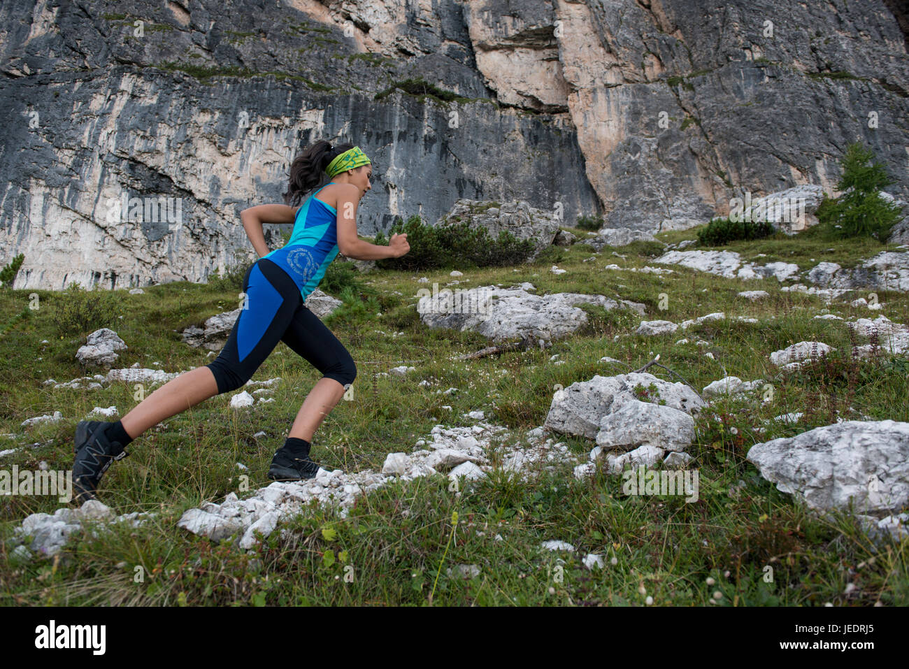 Italien, Dolomiten, Veneto, Trailläufer Föderation See Stockfoto