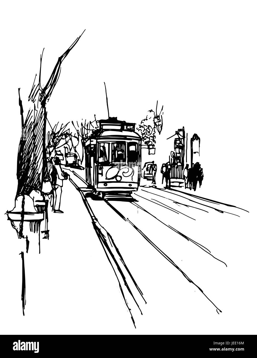Straßenbahn in Lissabon - Vektor-illustration Stock Vektor
