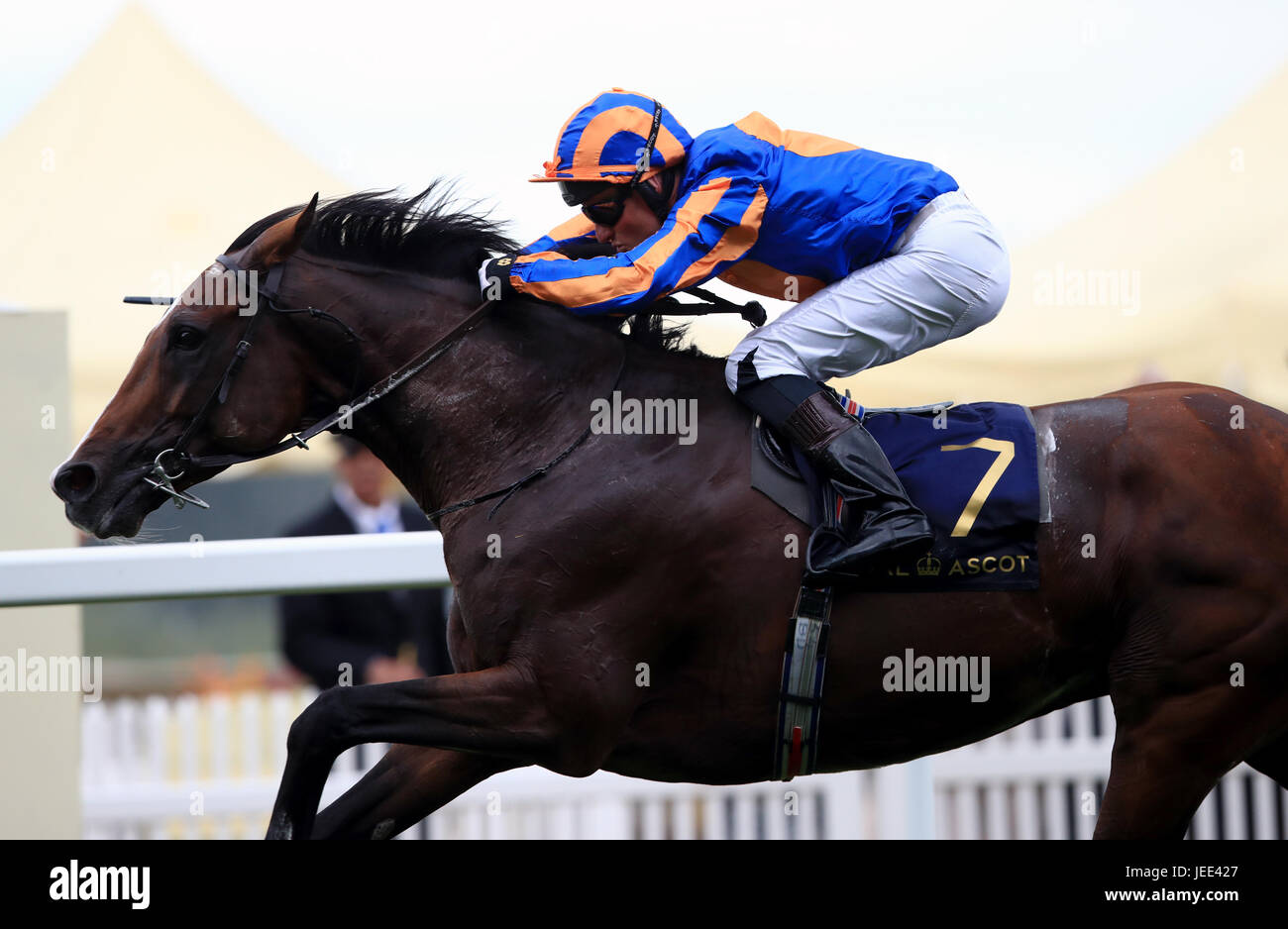 Idaho, geritten von Jockey Seamie Heffernan gewinnt die Hardwicke Einsätze tagsüber fünf der Royal Ascot in Ascot Racecourse. Stockfoto