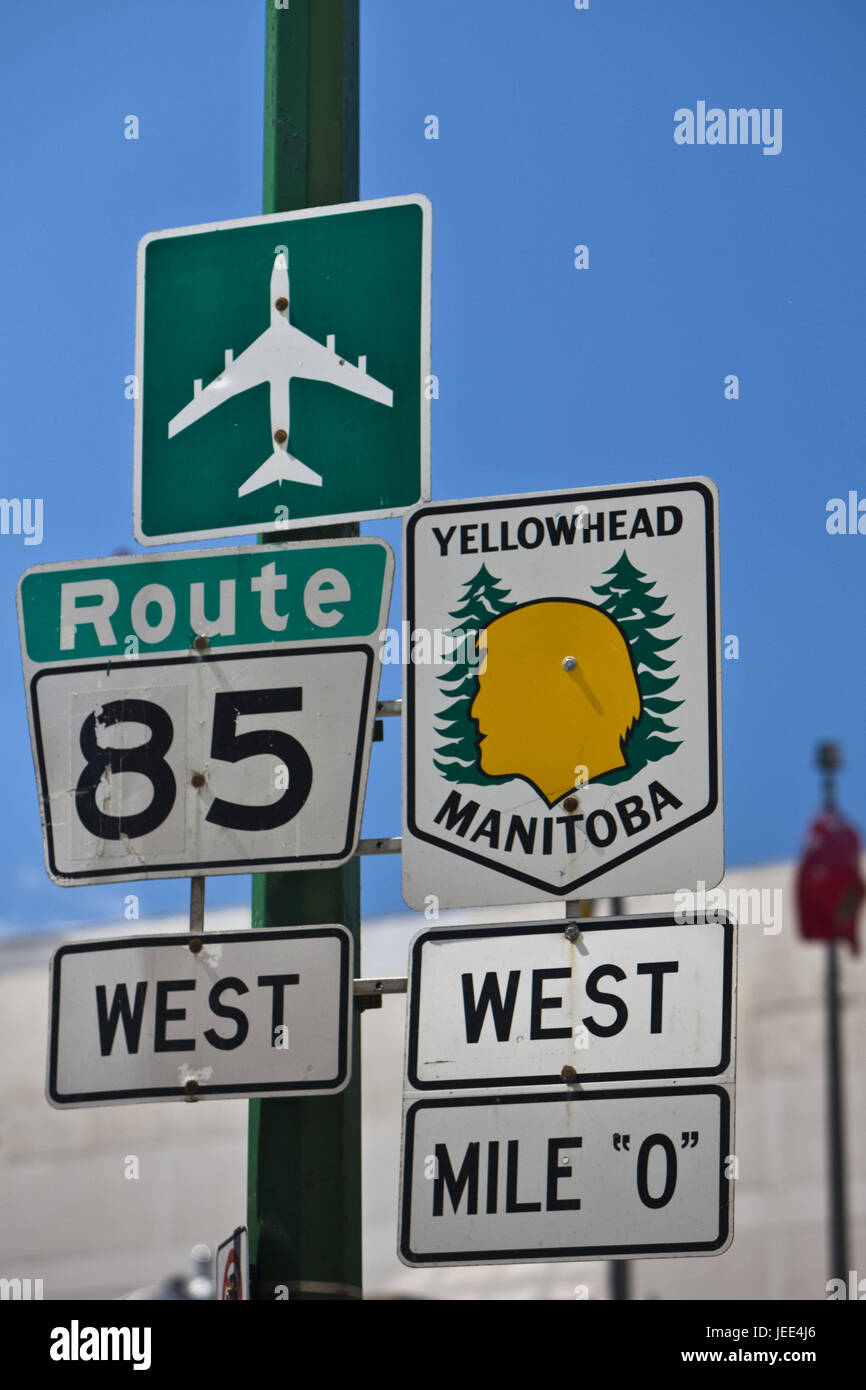 Kanada, Manitoba, Winnipeg, Schilder, Yellowhead, Stockfoto