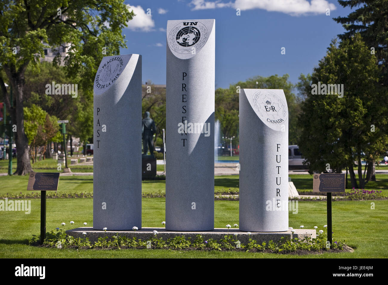 Kanada, Manitoba, Winnipeg, Memorial Park, "Vergangenheit, Gegenwart und Zukunft" Denkmal Stockfoto