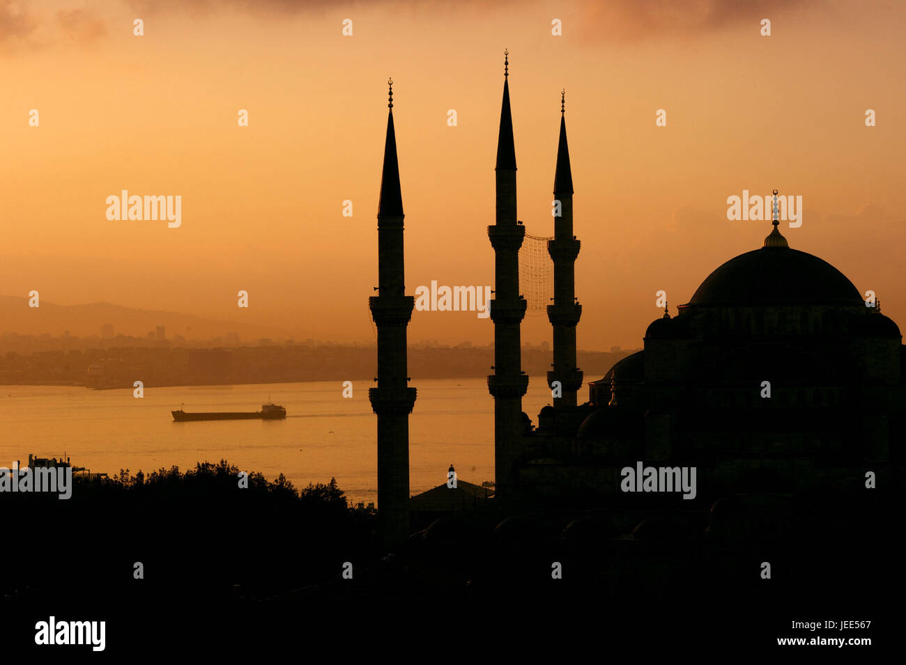 Türkei, Istanbul, sultan's Ahmed Moschee, blaue Moschee im Abendrot, Stockfoto