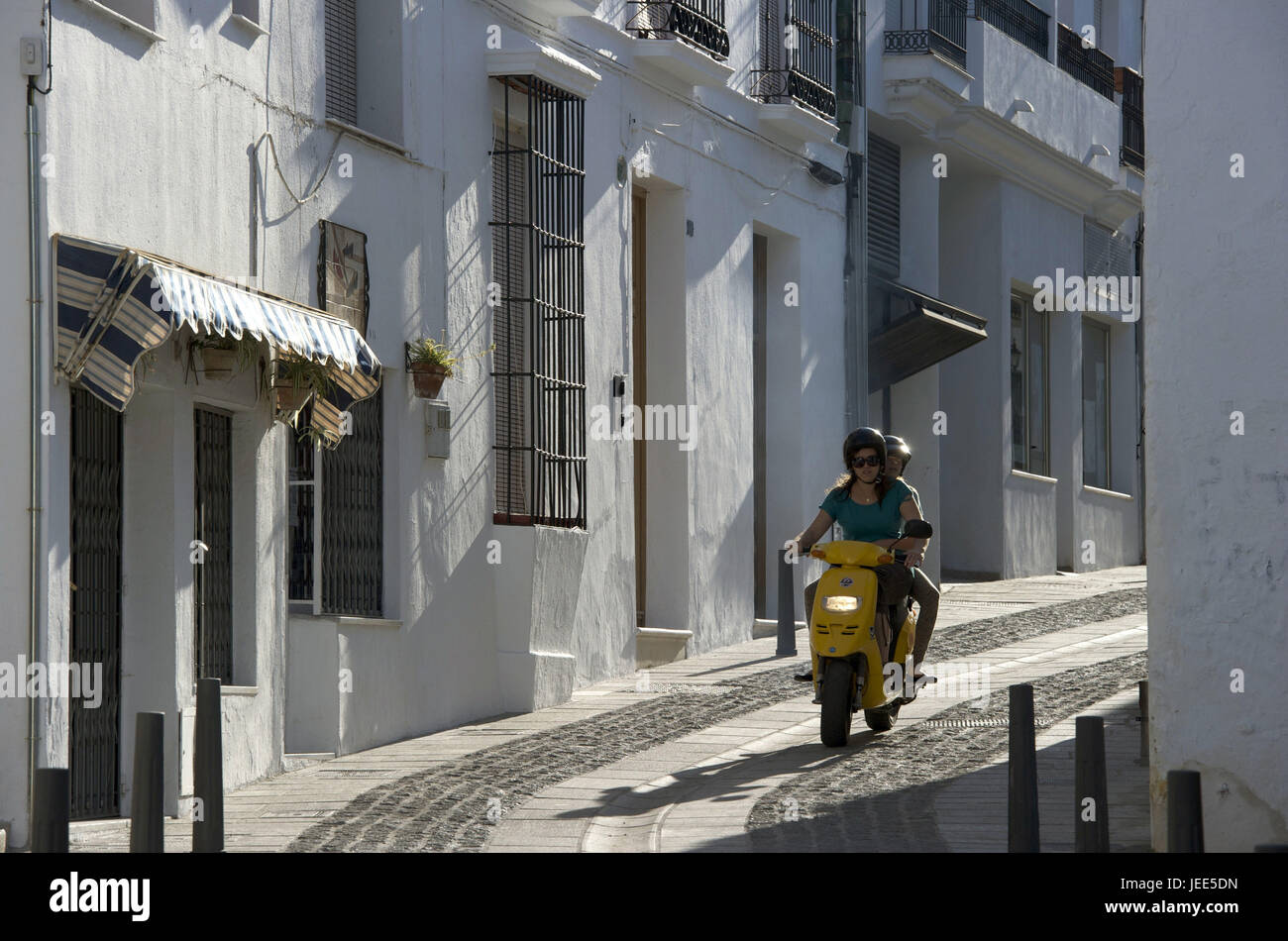 Spanien, Andalusien, Costa Del Sol, Mijas, mit dem Motorrad unterwegs, Stockfoto