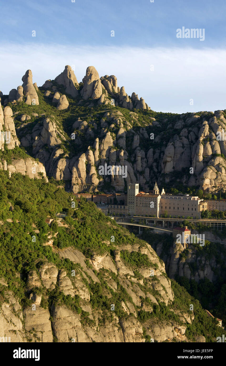 Spanien, Katalonien, Blick auf das Kloster von Montserrat, Stockfoto