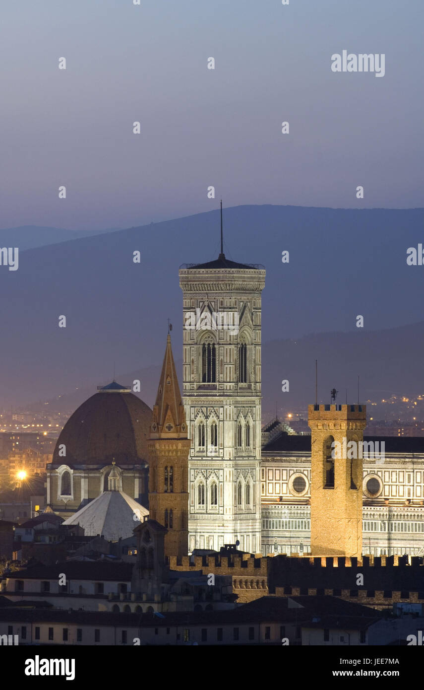 Italien, Toskana, Florenz, Dom, Bell Tower, Campanile Tu Giotto, Dämmerung, Stockfoto