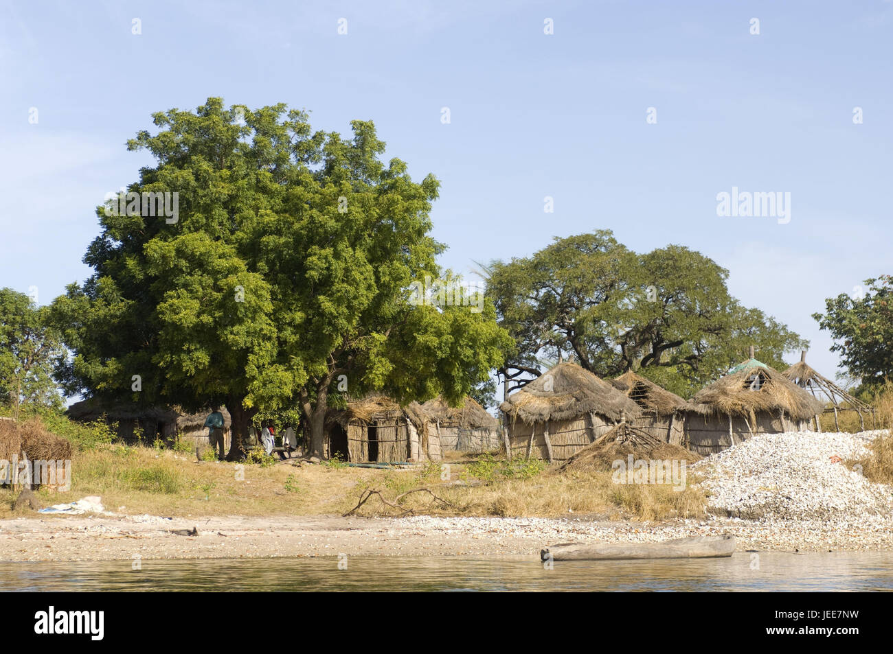 Dorf Sipo, Fluss, Saloum-Delta, Senegal, Stockfoto