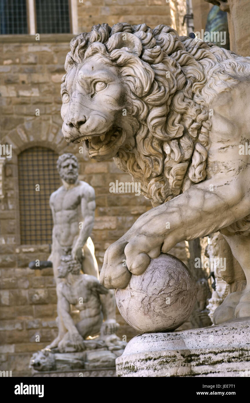 Italien, Toskana, Florenz, Piazza della Signoria, Statuen, Stockfoto