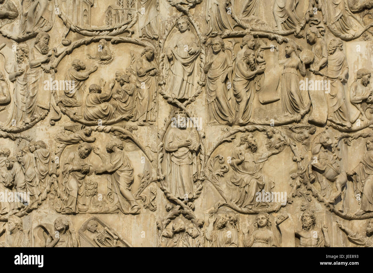 Italien, Umbrien, Orvieto, Kathedrale, Westfassade, Wandreliefs, Stockfoto