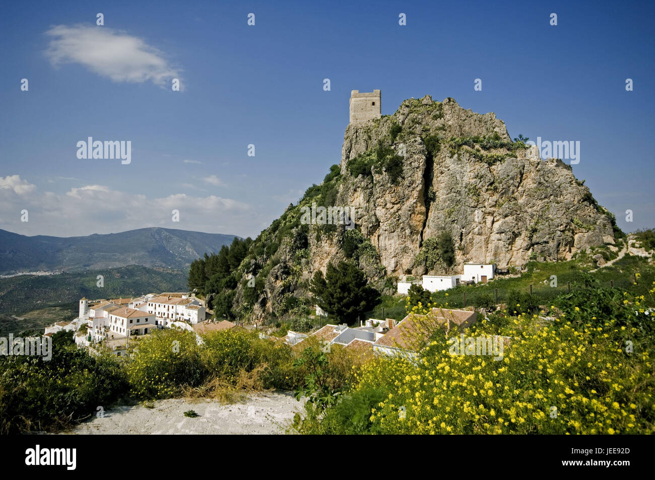 Lokale Ansicht, Zahara De La Sierra, Andalusien, Spanien, Stockfoto