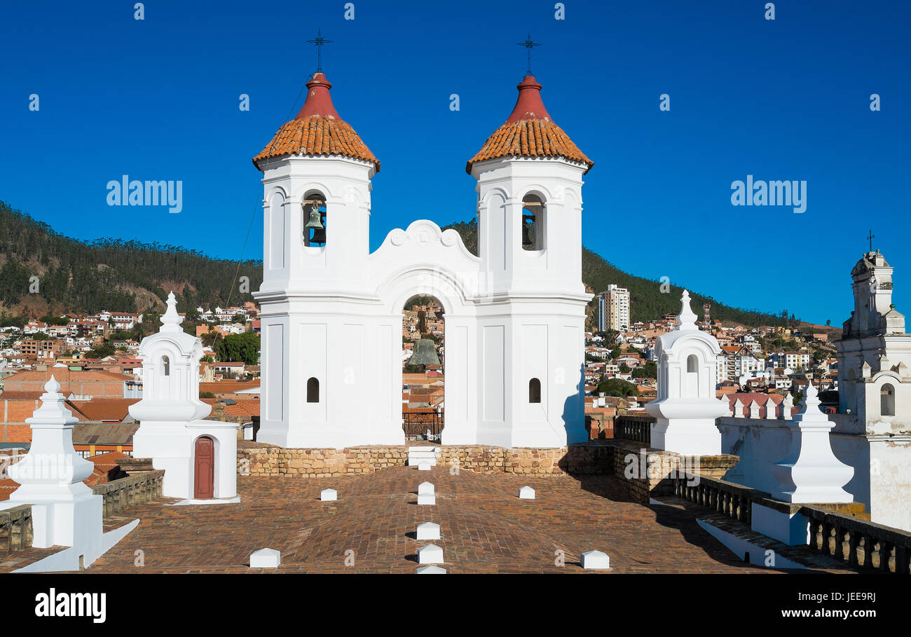 Felipe Neri Kloster Dach in Sucre, Bolivien Stockfoto