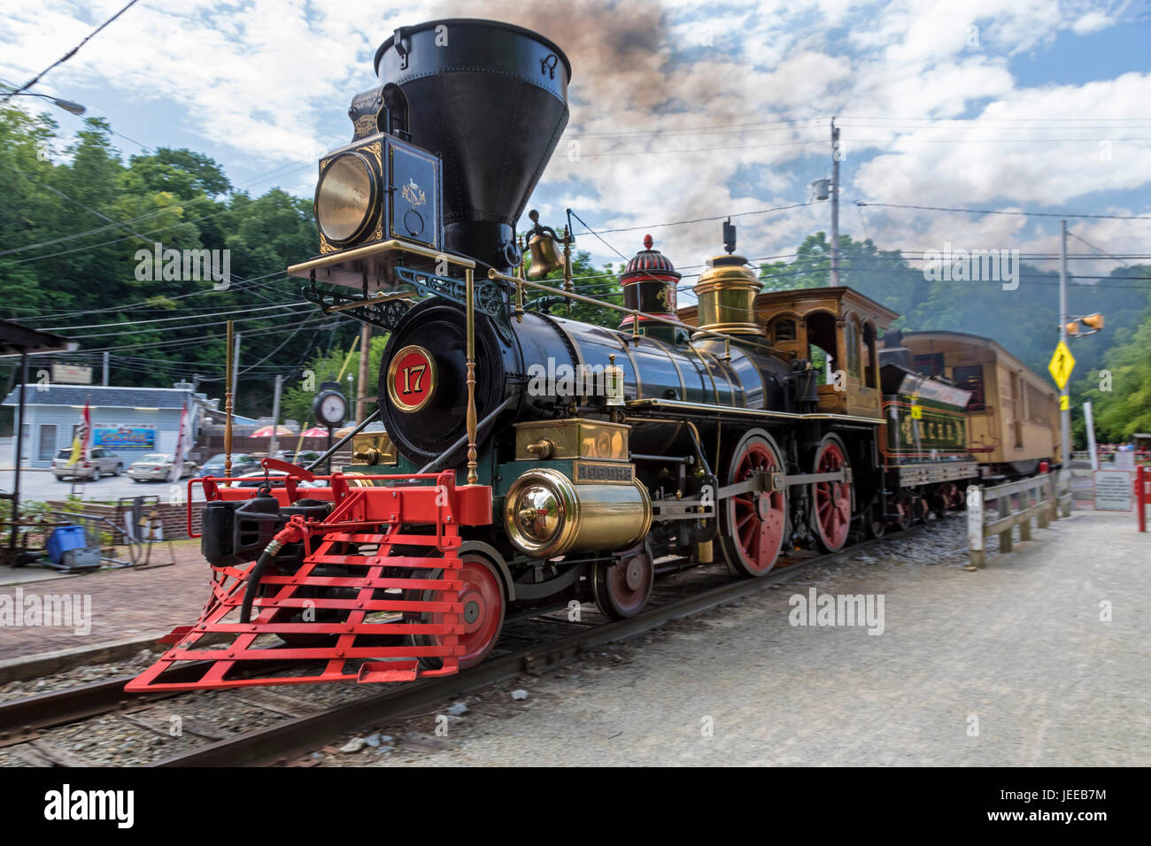 Eisenbahn, Pennsylvania - Non-Profit-Dampf in Geschichte, malerische Trail auf den Spuren der untergegangenen Northern Central Railroad tätig ist. Ein Wander- und b Stockfoto
