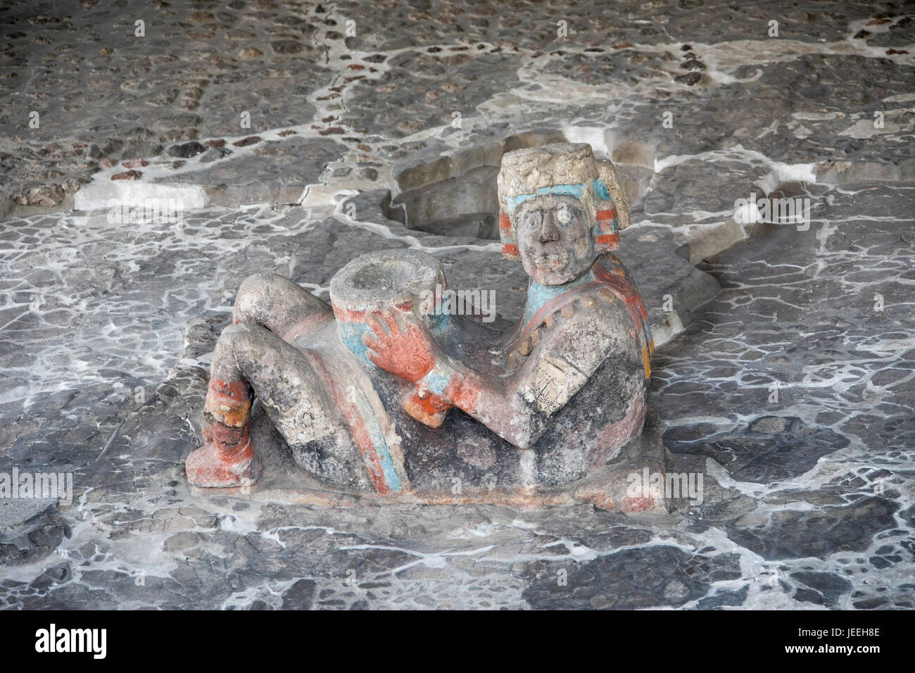 Aztekische Ruinen am Templo Mayor, Mexico City, Mexiko Stockfoto