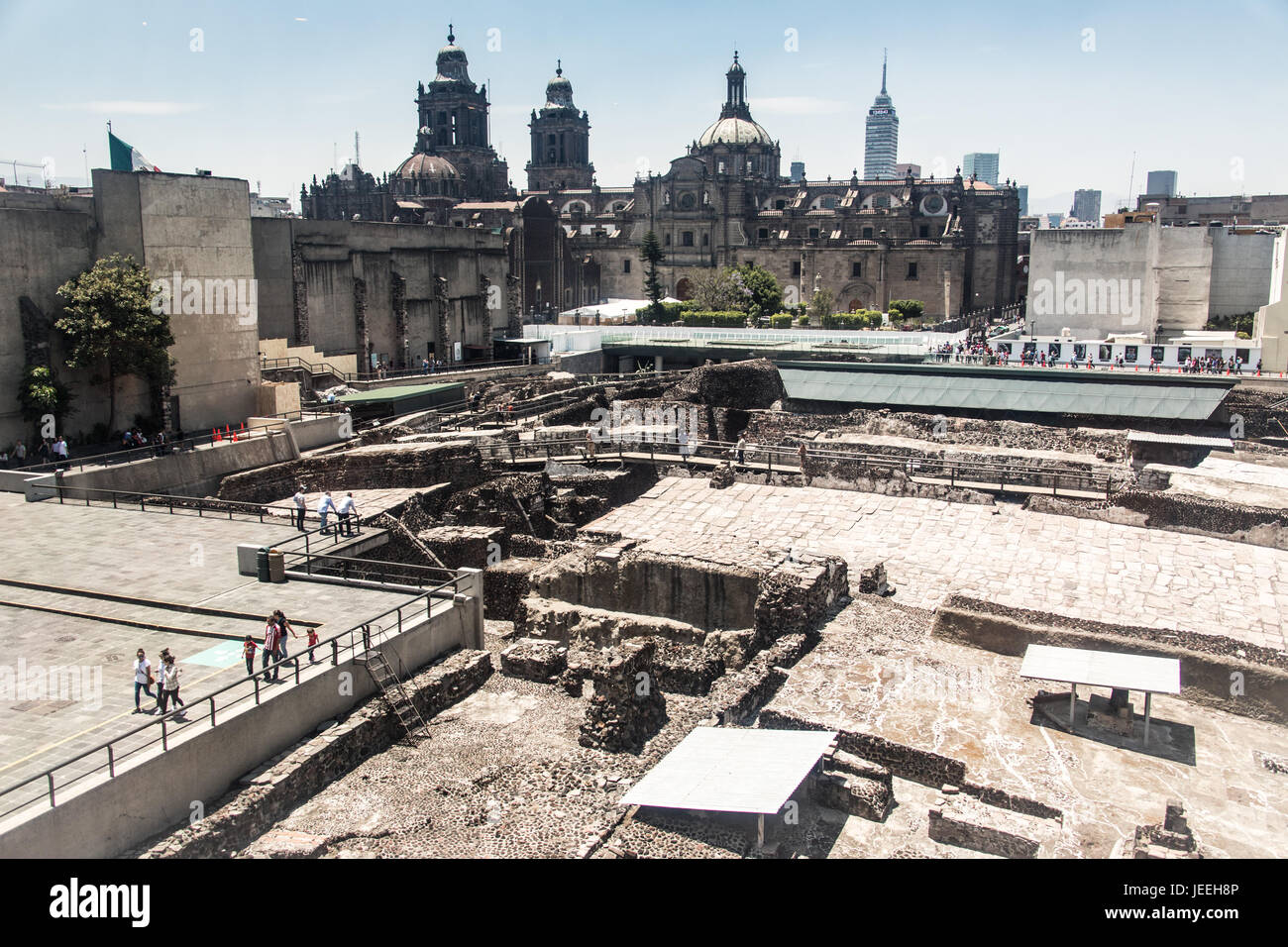 Templo Mayor, Ruinen Azteken in Mexiko-Stadt, Mexiko Stockfoto