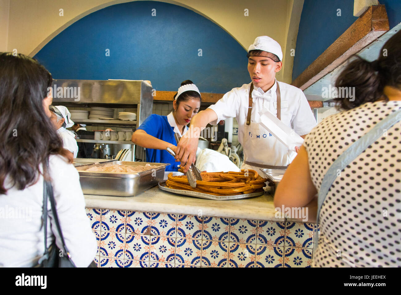 Churros im El Moro Cafe, Mexiko-Stadt Mexiko-Stadt, Mexiko Stockfoto