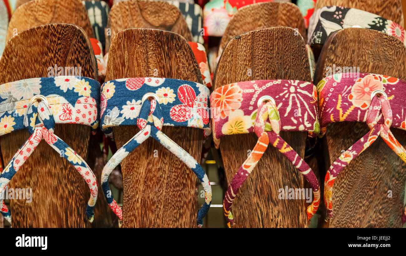 Japanische Sandalen Nishiki Markt in Kyoto Stockfoto