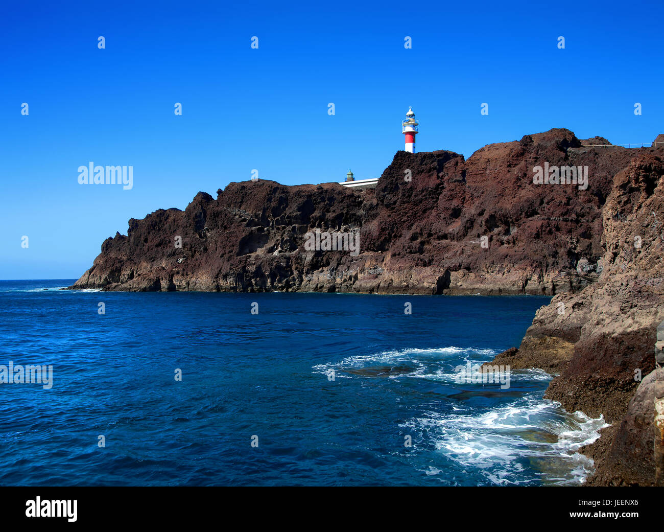 Leuchtturm am Punta de Teno, Insel Teneriffa, Kanarische Inseln, Spanien. Stockfoto