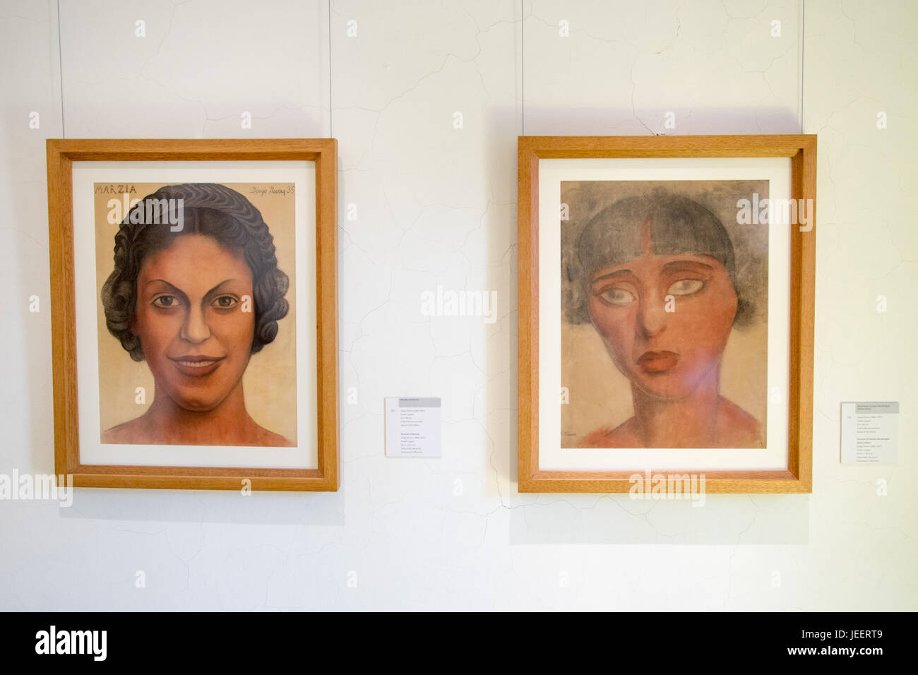 Porträt von Marzia, Diego Rivera, 1935 und Portrait von Carmen Mondragon, Nahui Ollin, 1921, Museo Frida Kahlo, Mexico City, Mexiko Stockfoto
