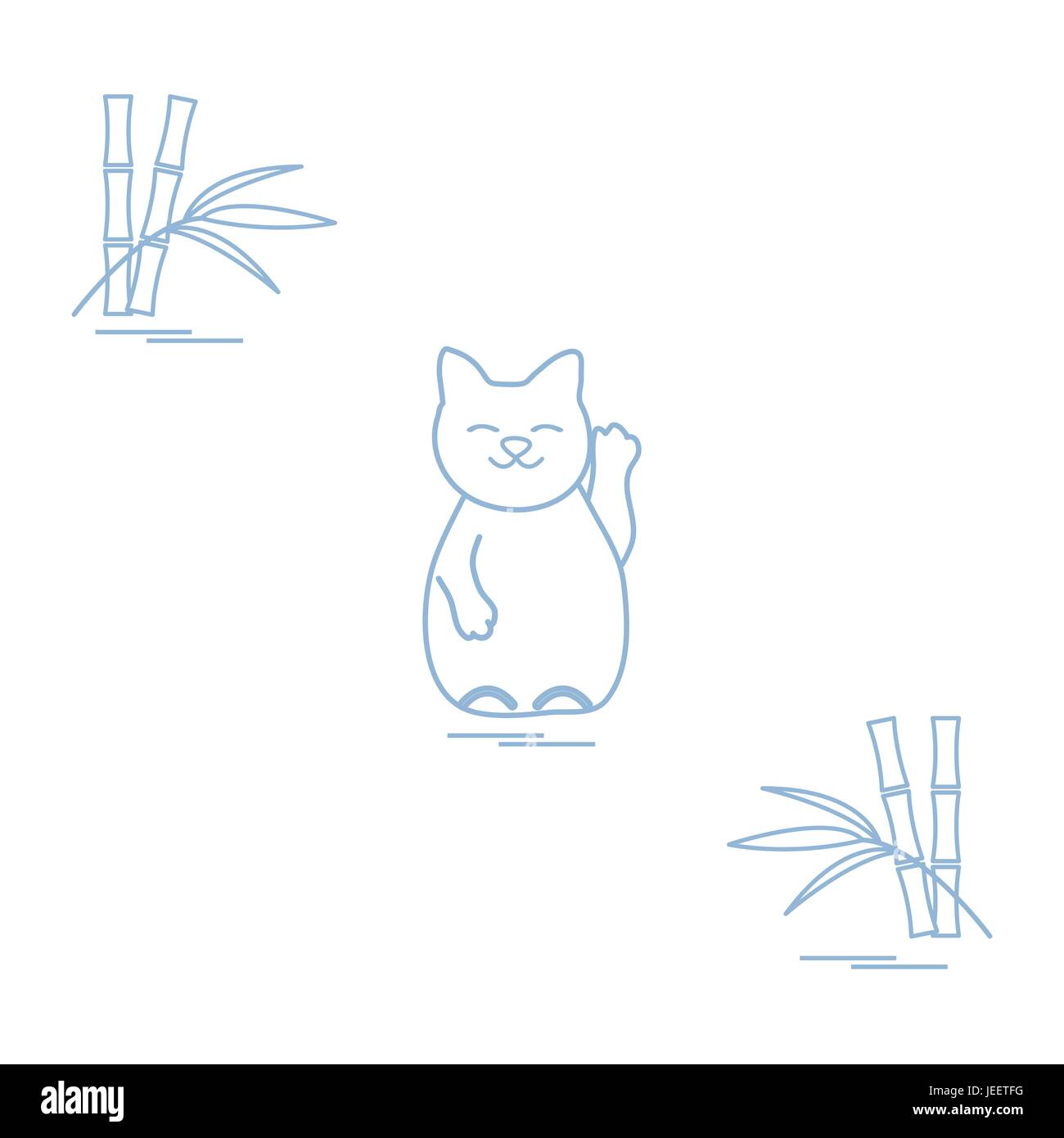 Stilisierte Ikone der japanischen glückliche Katze Maneki Neko. Reisen und Freizeit. Design für Banner, Poster oder Druck. Stock Vektor