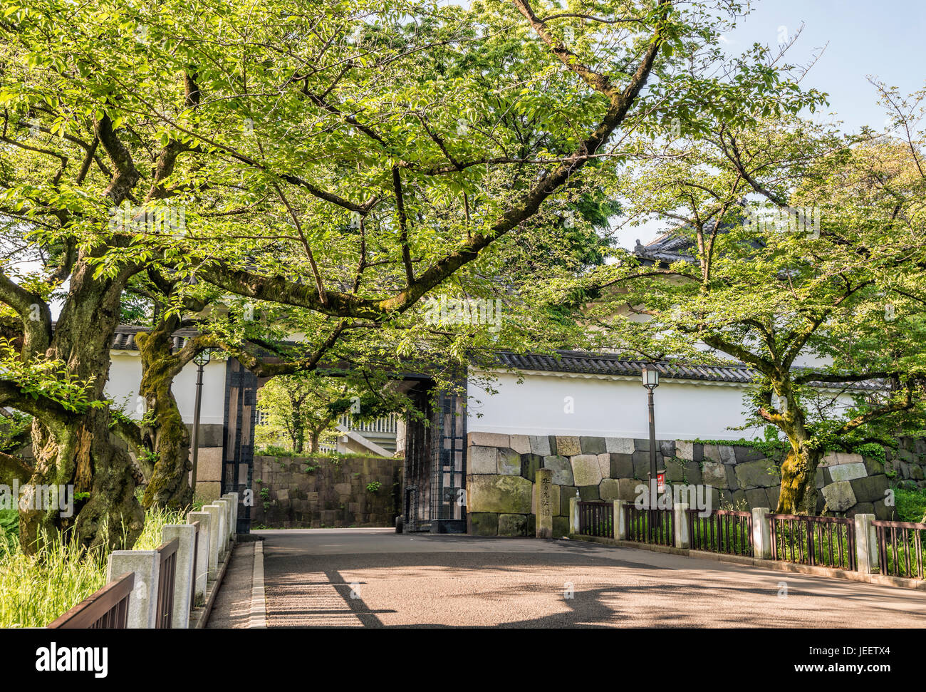 Shimizu-Mon Tor ist Tor Ost im Kitanomaru-Garten von der ehemaligen Burg Edo, Tokyo, Japan Stockfoto