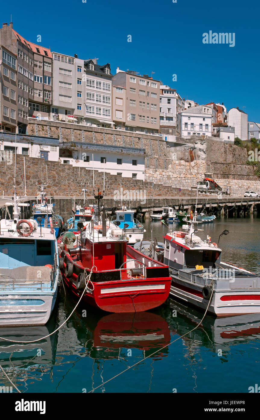 Fischerei Hafen und Dorf, Malpica de Bergantinos, La Coruña Provinz, Region Galicien, Spanien, Europa Stockfoto