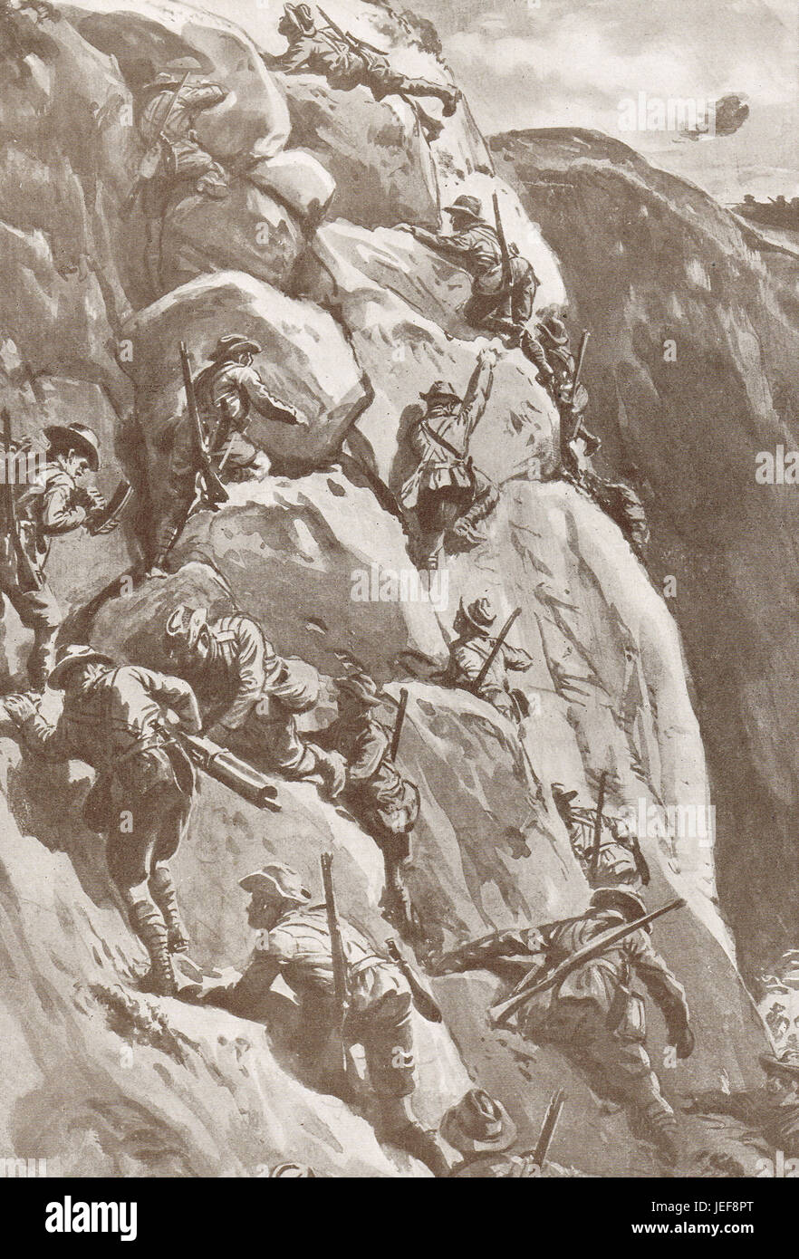 Klettern die Klippen bei Gallipoli, 1915 Stockfoto