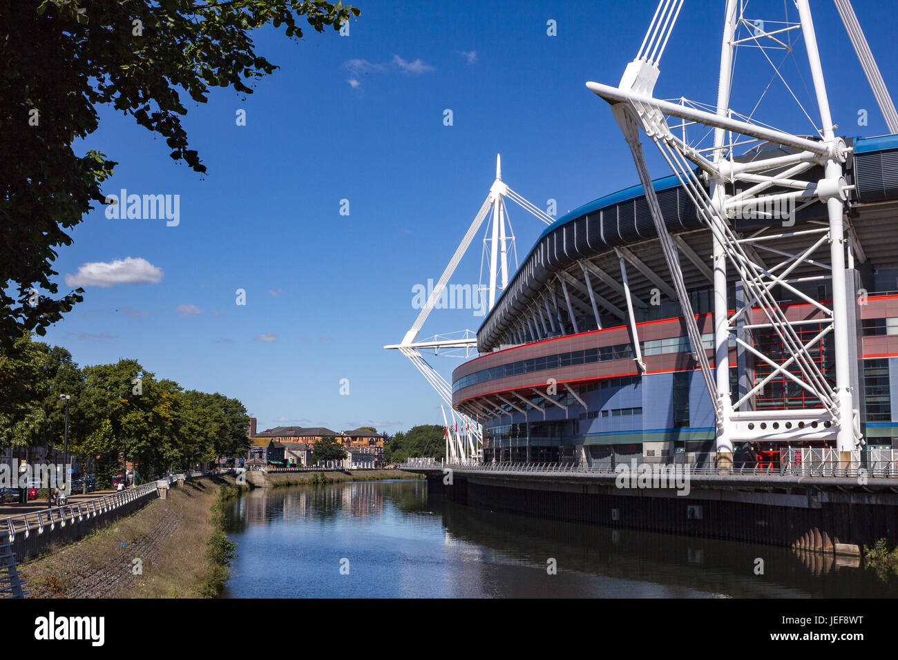 Nationalstadion von Wales, Cardiff. Veranstaltungsort für internationale Rugby und Fußball. Stockfoto
