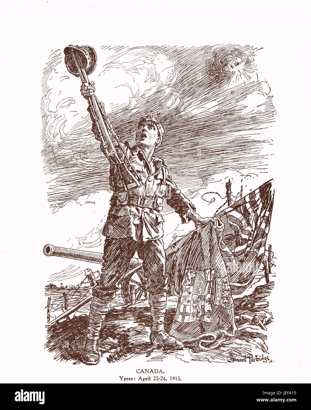Punch Cartoon Kanada am 23. / 24. April 1915 Ypern Stockfoto