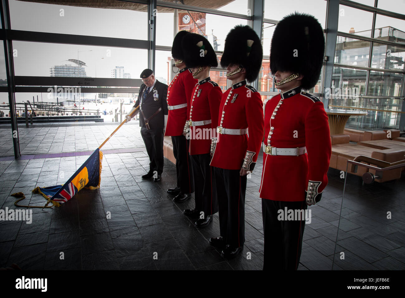 Gedenkgottesdienst für die Falkland-Krieg in der Senedd Juni 2017 Stockfoto