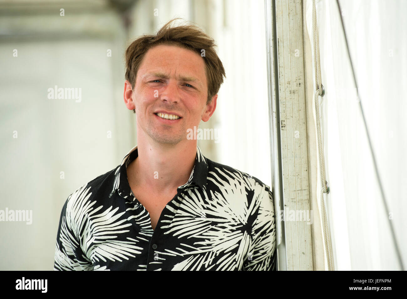 Peder Frederik Jensen - dänischer Schriftsteller, einer der AARHUS 39, bei der 2017 Hay Festival of Literature and the Arts Hay on Wye, Wales UK Stockfoto