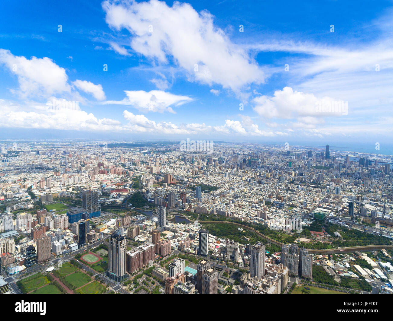Luftaufnahme der Stadt Kaohsiung. Taiwan. Stockfoto