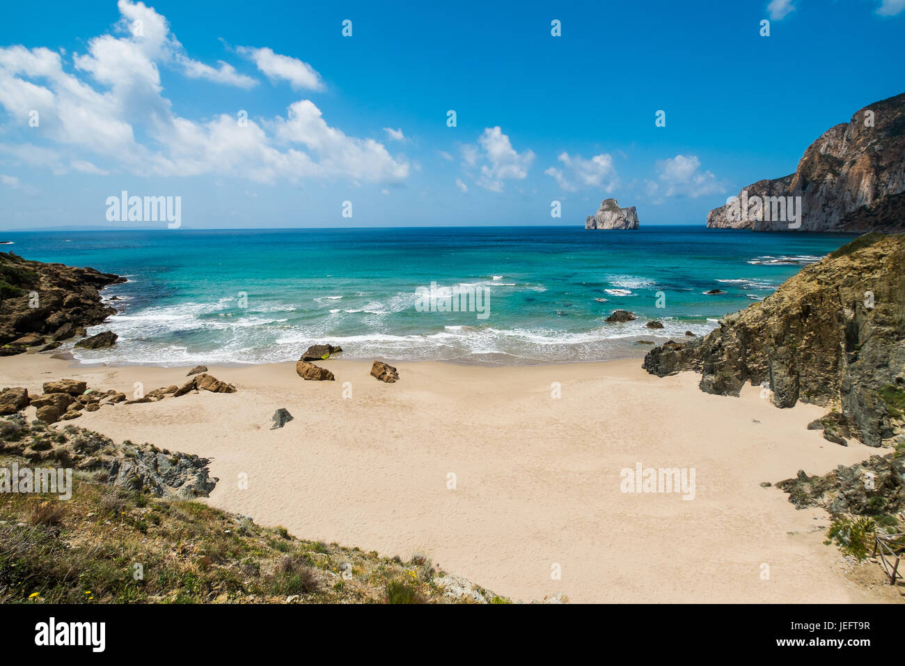 Masua Strand an der Westküste von Sardinien, Italien Stockfoto