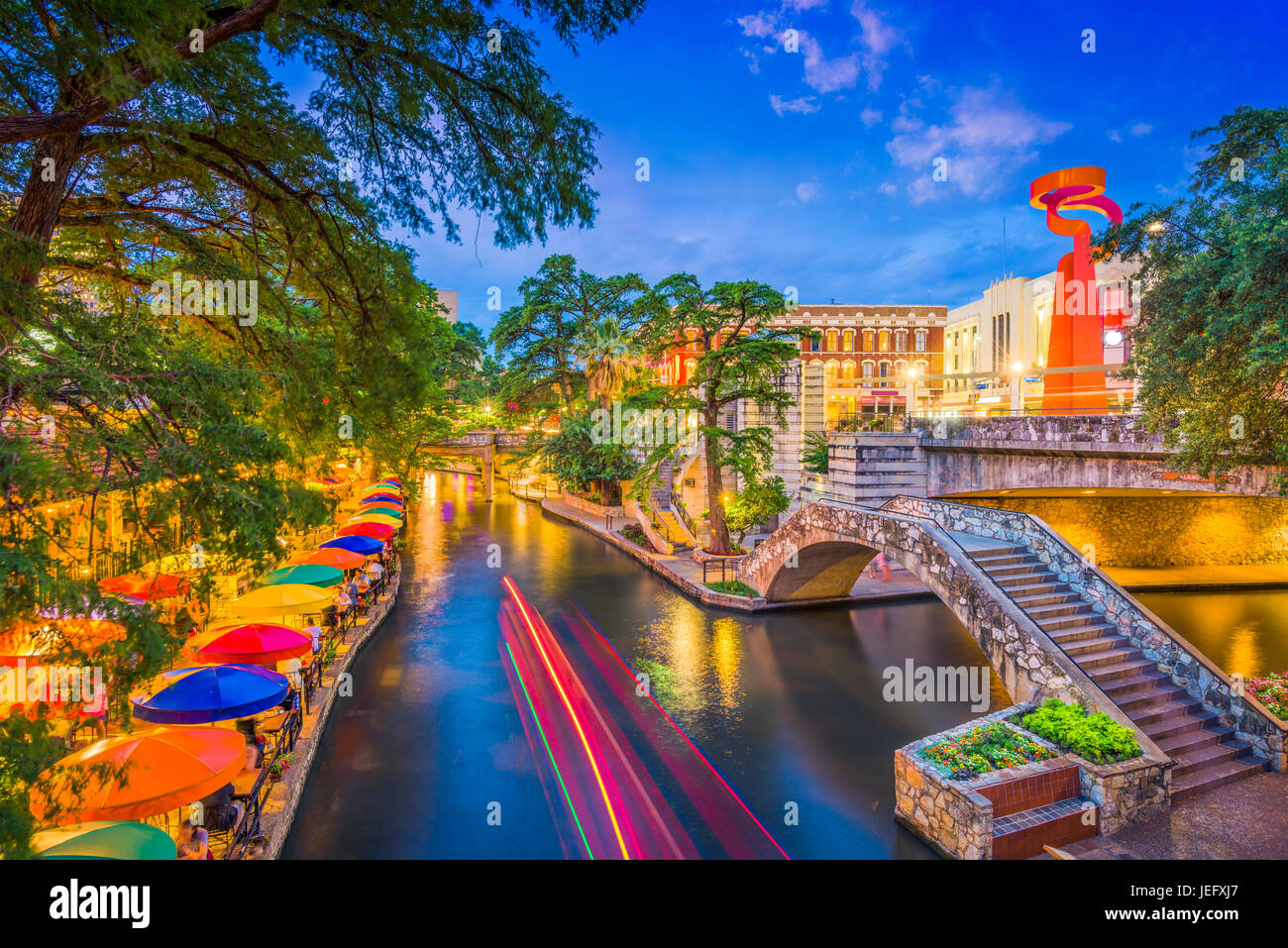 San Antonio, Texas, USA Stadtbild am River Walk. Stockfoto