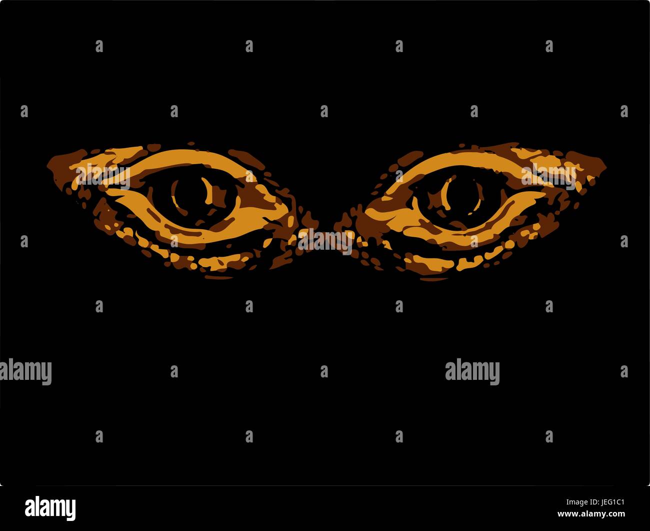 Schrecklich schrecklich Augen fantastische Tier oder Vogel auf schwarzem Hintergrund. Augen-Dinosaurier oder Schlangen. Stock Vektor