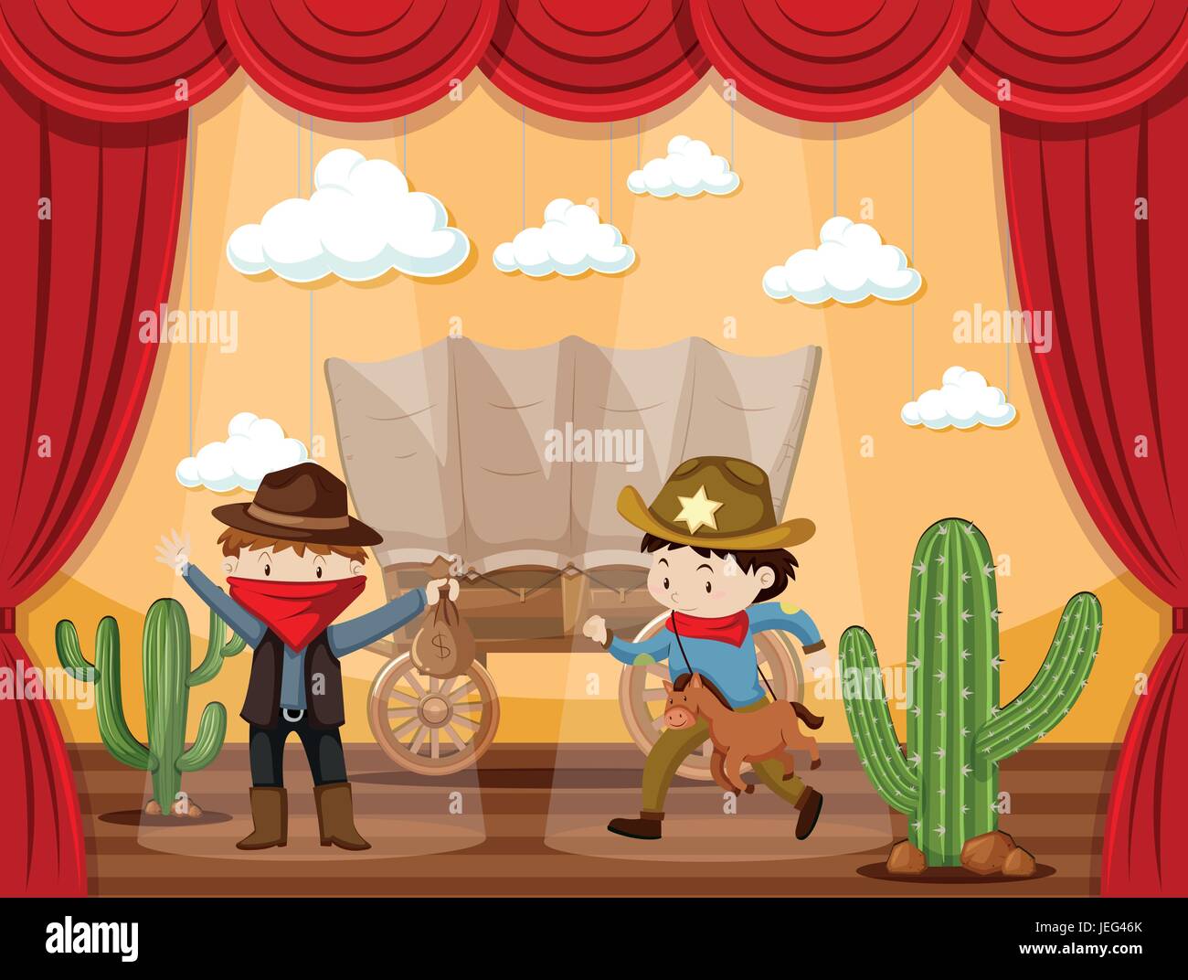 Phase spielen mit zwei Cowboys illustration Stock Vektor