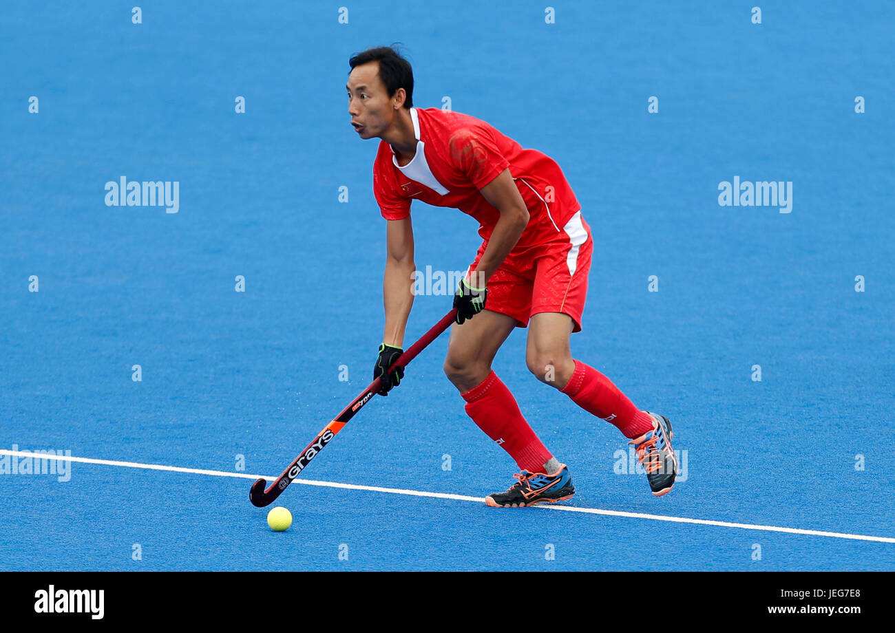 Chinas Zixiang während die Männer World Hockey League Semi Final Gou, 7./8. Platz match bei Lee Valley Hockey Centre, London. PRESSEVERBAND Foto. Bild Datum: Sonntag, 25. Juni 2017, 2017. Bildnachweis sollte lauten: Paul Harding/PA Wire Stockfoto