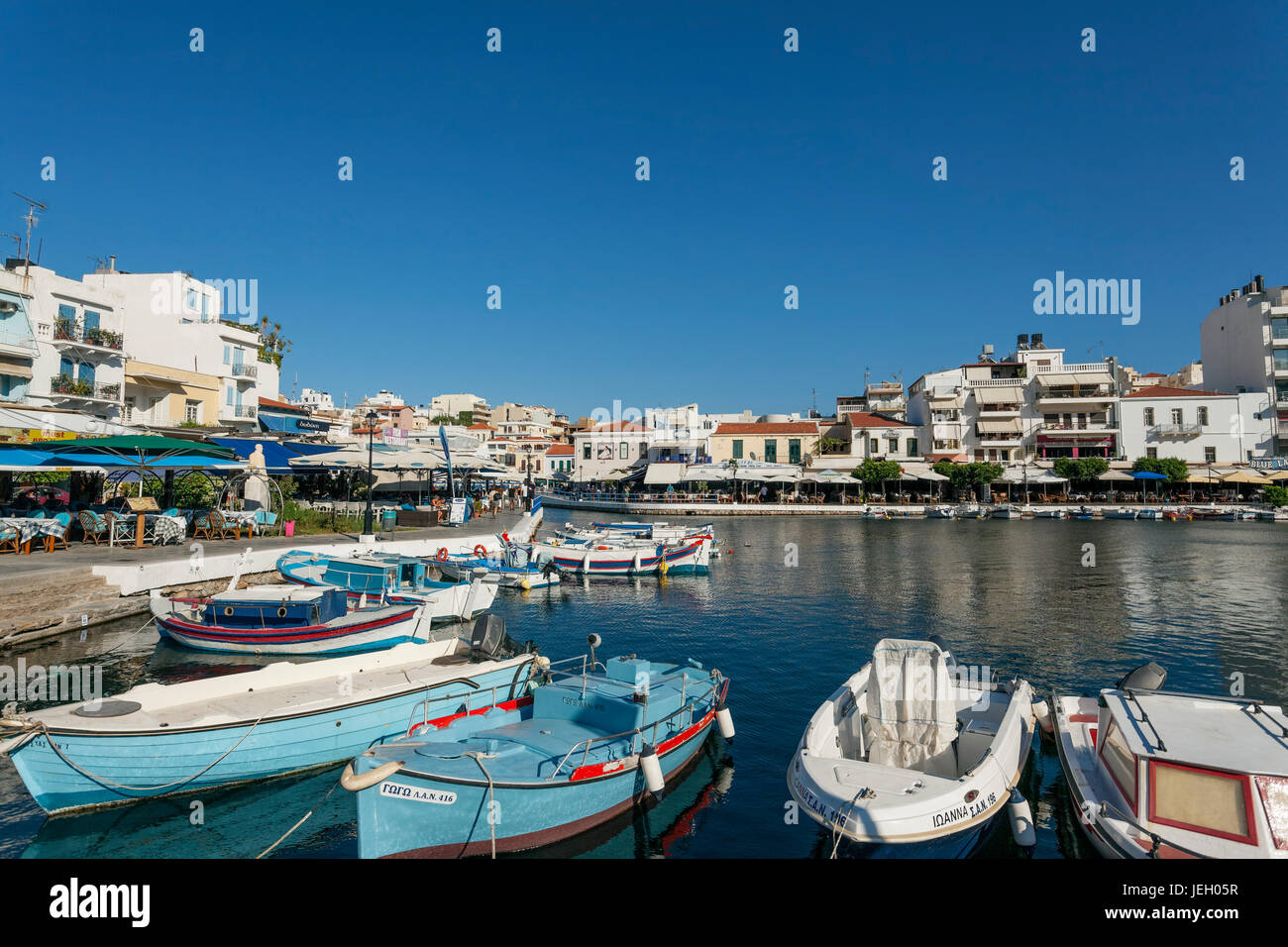Hafen, See Überlieferung in Agios Nikolaos, Kreta, Griechenland Stockfoto