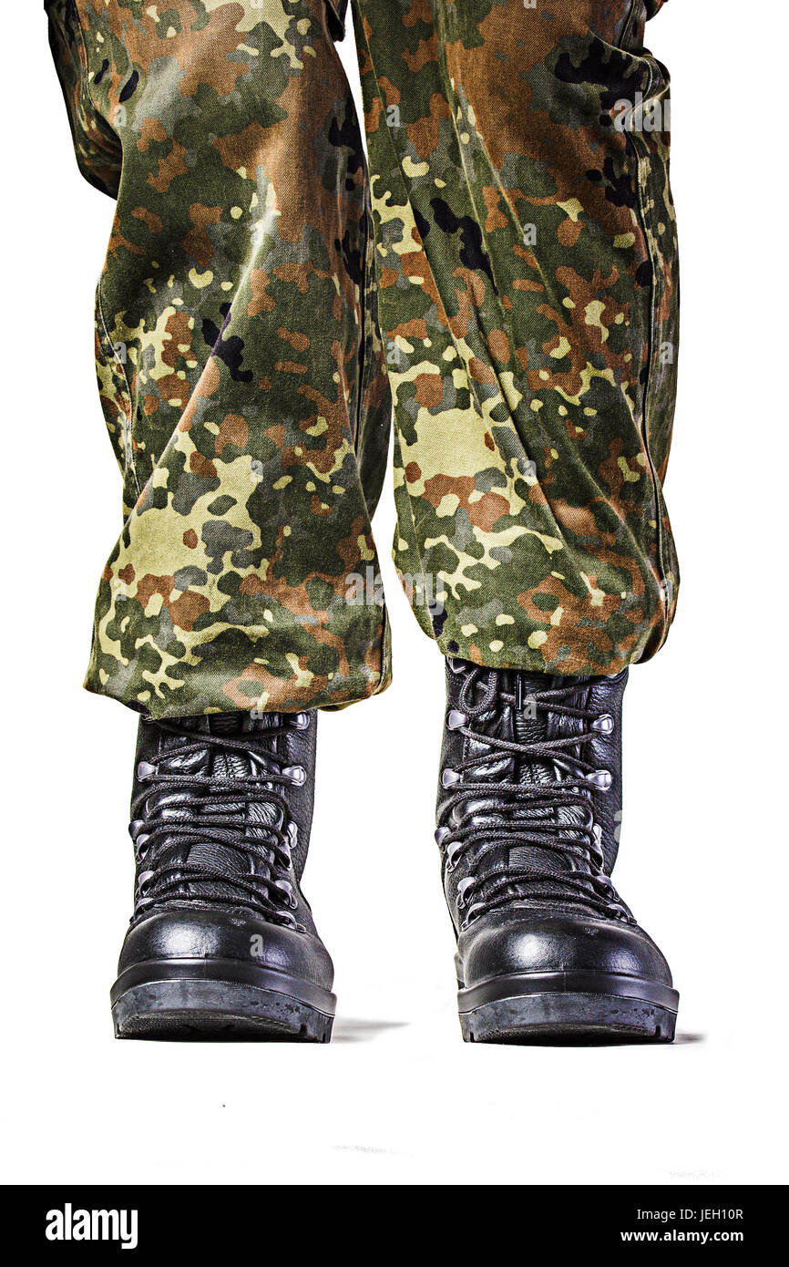Soldat Stiefel in verschiedenen Looks in deutscher uniform Stockfoto