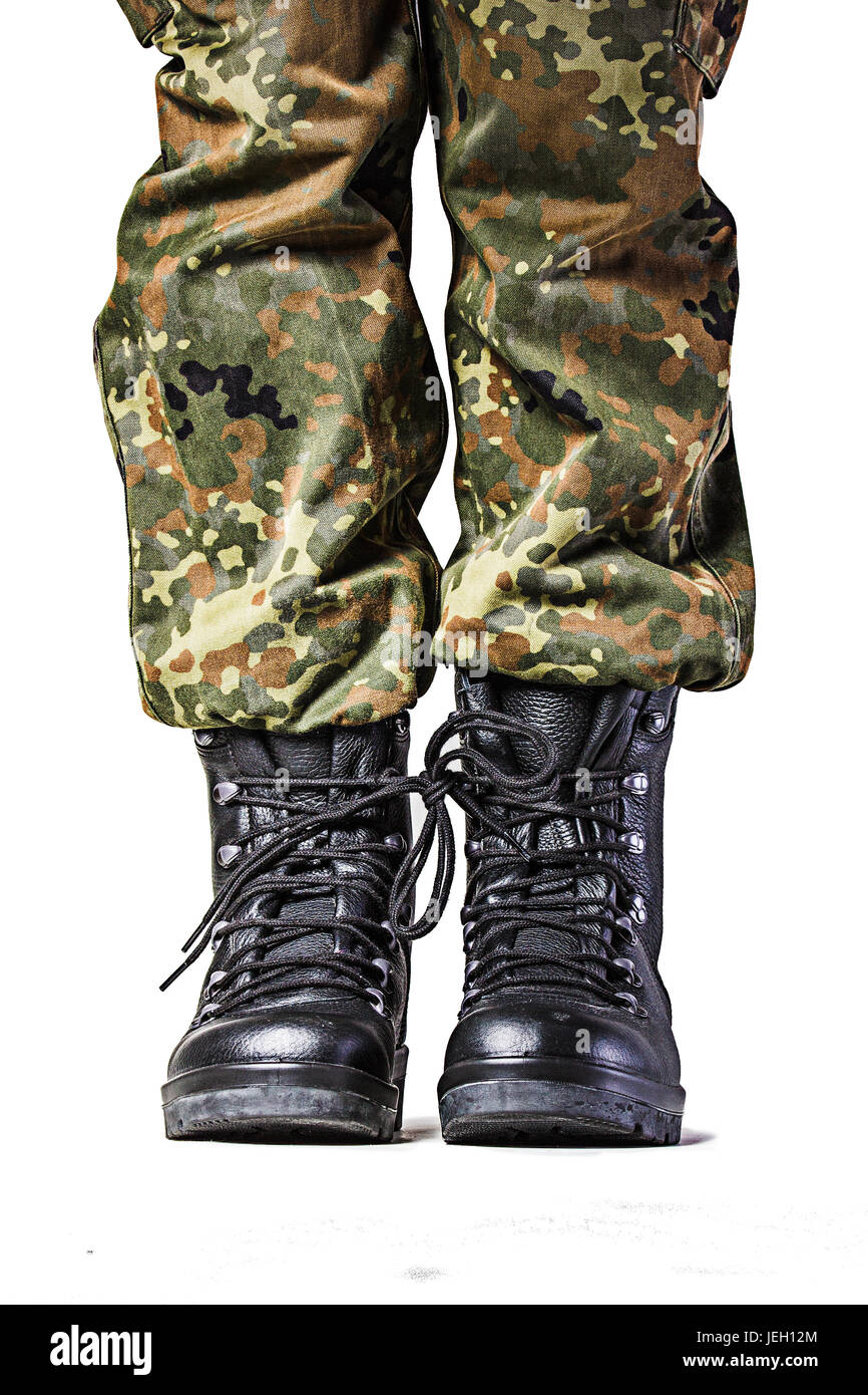 Soldat Stiefel in verschiedenen Looks in deutscher uniform Stockfoto