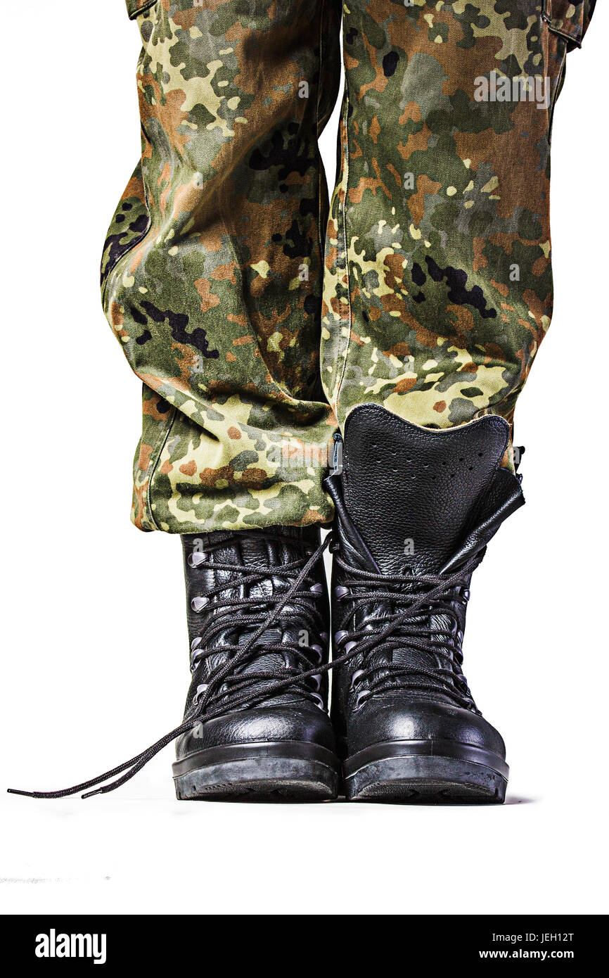 Soldat Stiefel in verschiedenen Looks in deutscher uniform Stockfoto