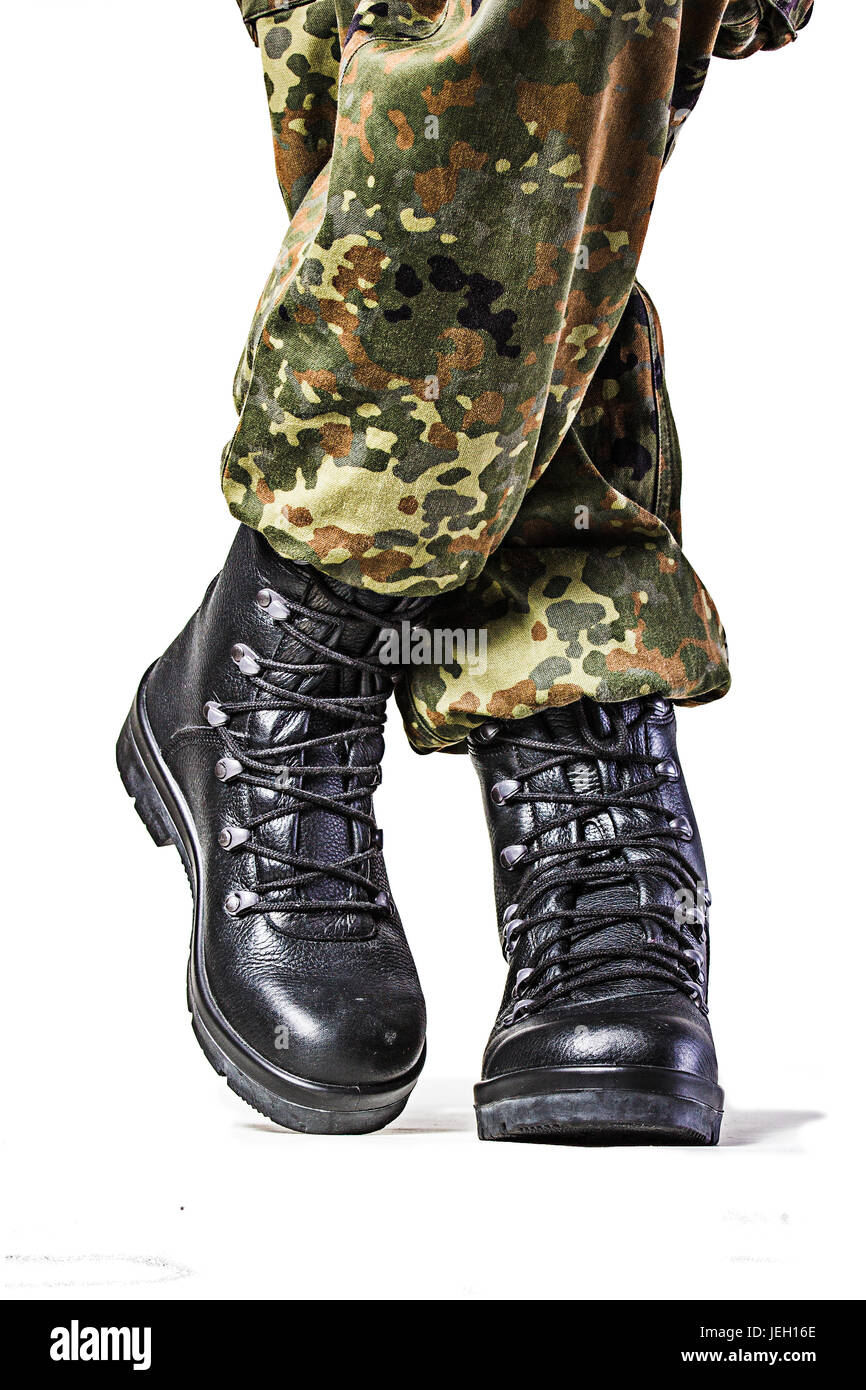 Soldat Stiefel in verschiedenen Looks in deutscher uniform Stockfoto