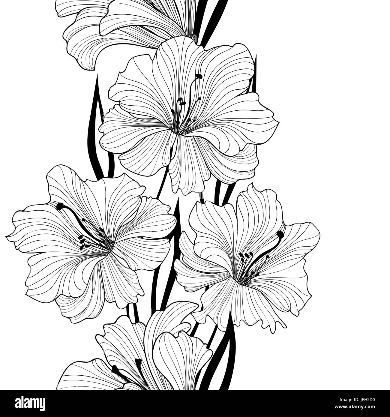 Florale nahtlose Muster. Blume Hintergrund. Grenze mit Fliesen Tapeten blühen Blumen. Stock Vektor