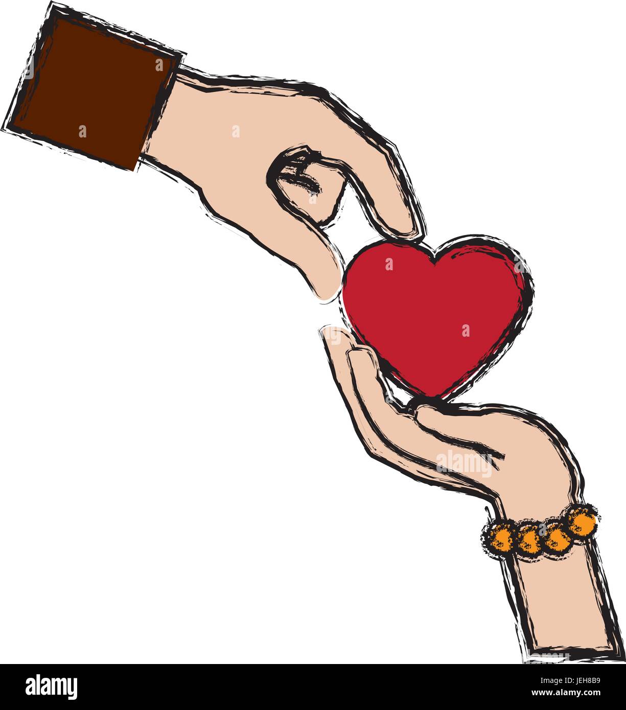 Rotes Herz Form Liebe Hand In Hand Einfache Linie Zeichnen Stock Vektorgrafik Alamy