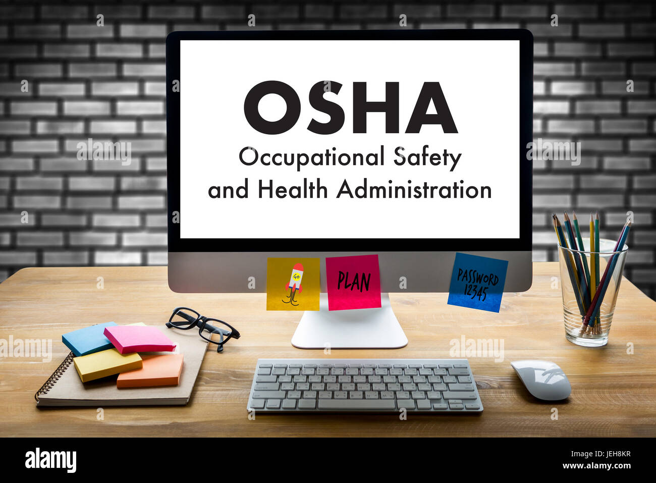 Arbeitssicherheit und Gesundheit Verwaltung OSHA Business Team-Arbeit Stockfoto