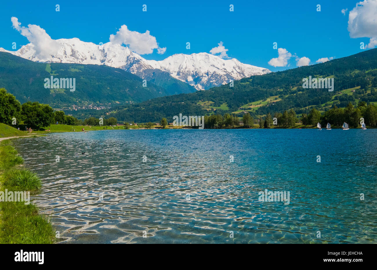 Lac de Passy in der Nähe von Chamonix Mont Blanc, Frankreich Stockfoto