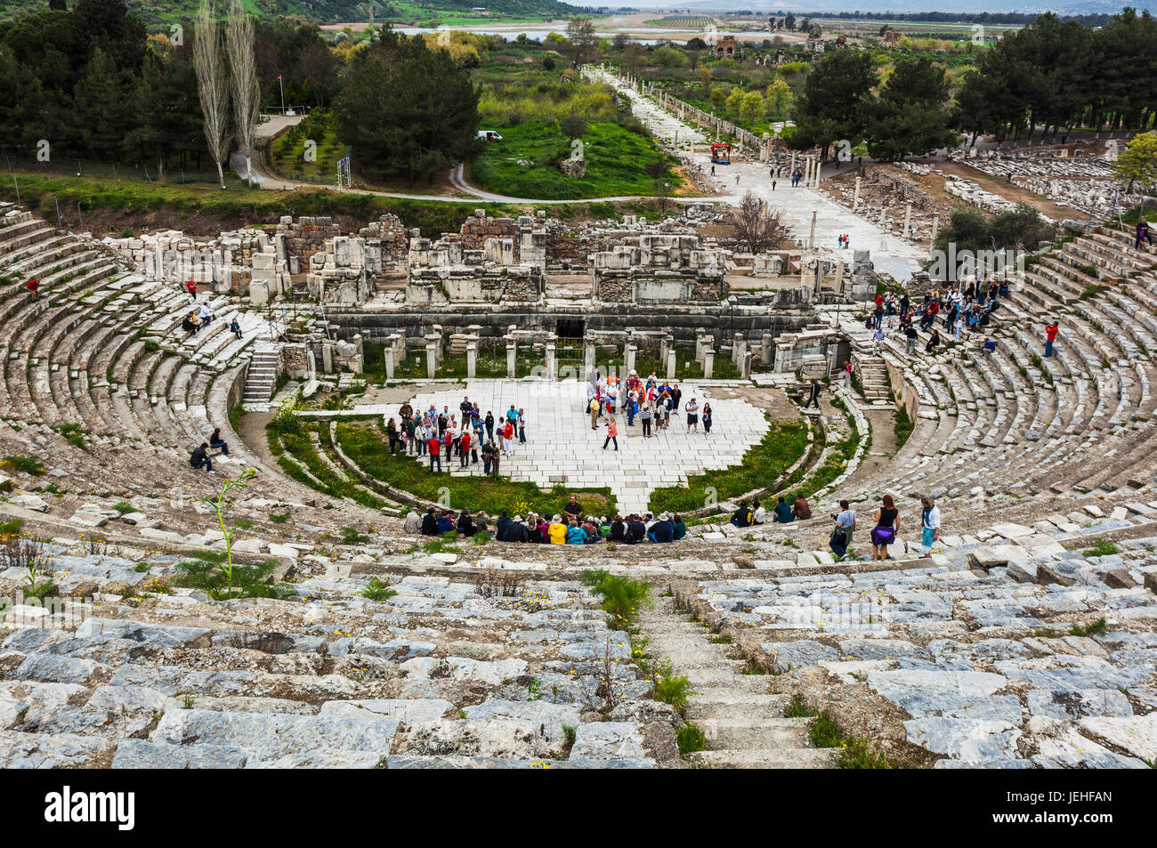 Antike Amphitheater; Ephesus, Türkei Stockfoto