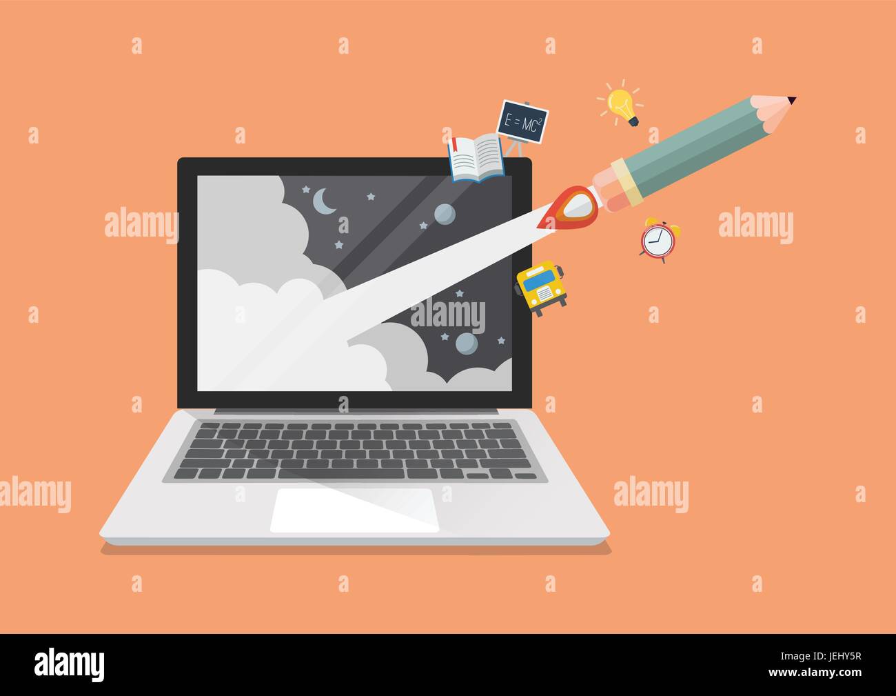 Bildung Online- oder e-Learning-Konzept Stock Vektor